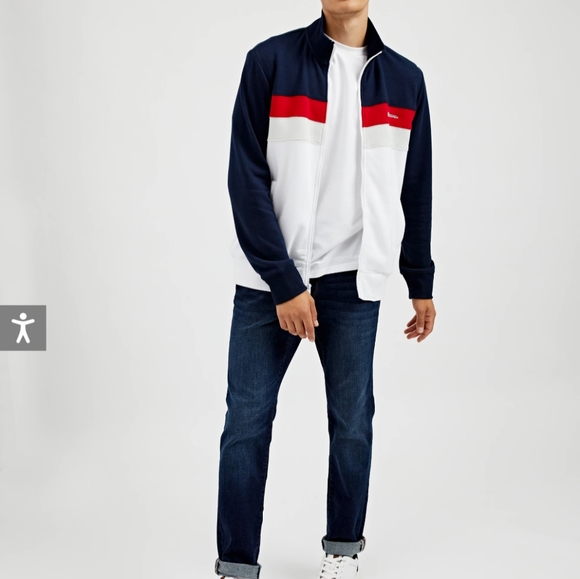 Ben Sherman Zip through Retro track Suit Red White Blue USA Sweatshirt jacket - Picture 2 of 8